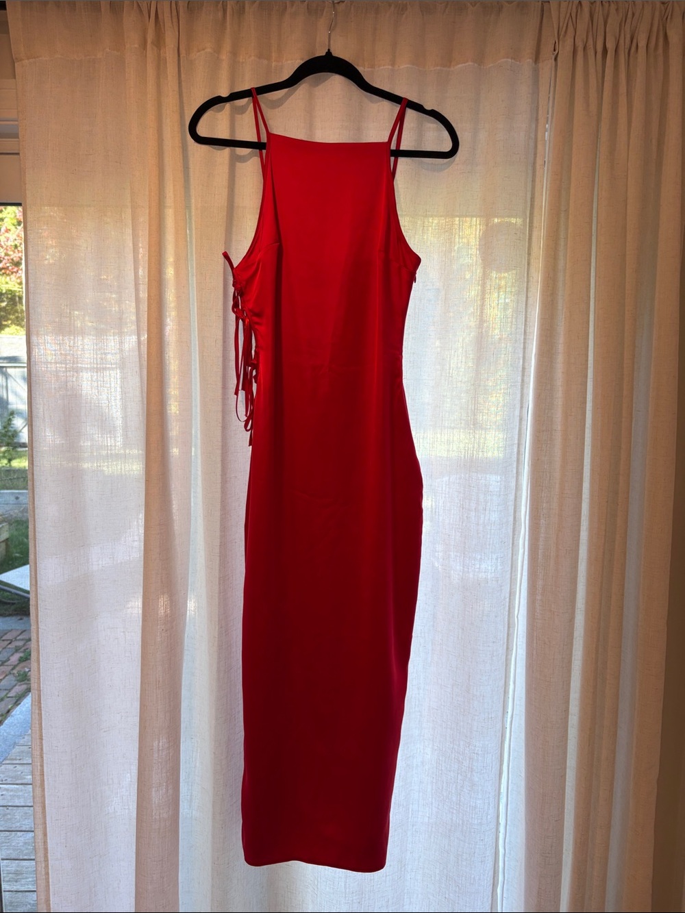 Red Strappy Midi Dress